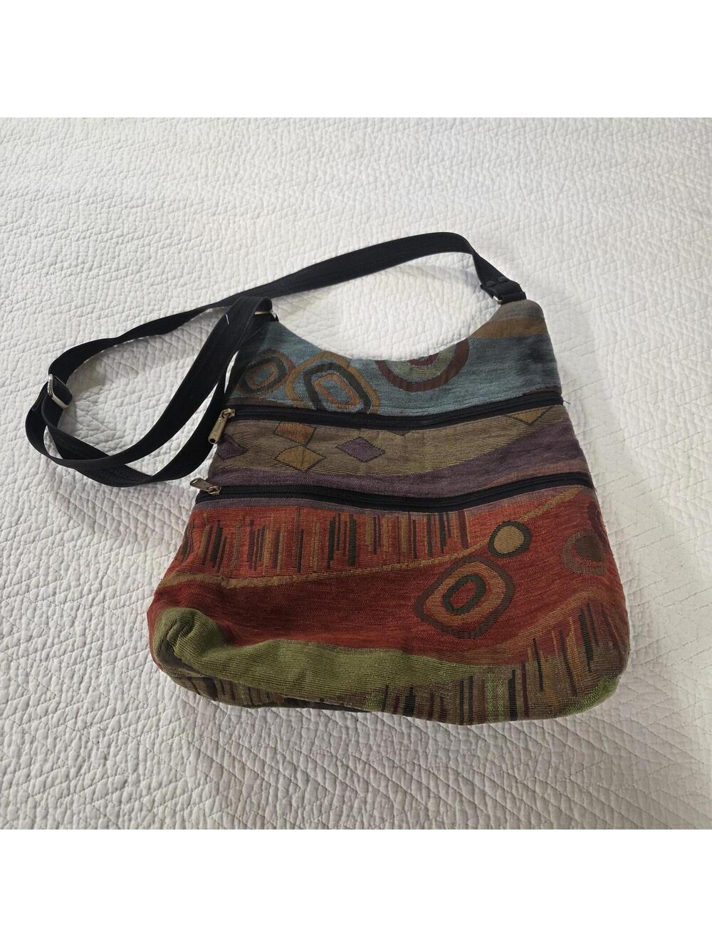 Danny K. Tapestry Shoulder Bag Multicolor Zip Hobo Purse